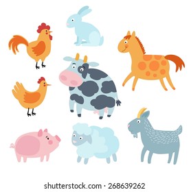 Farm animals set vector