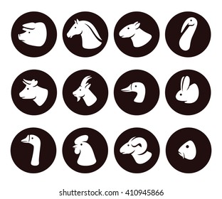 Farm animals set. Vector