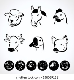 Farm animals set. Vector