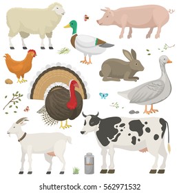 Farm animals set vector.