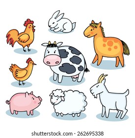 Farm animals set vector seamless