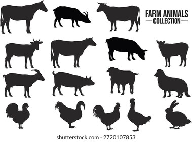 Bauernhof Tiere Silhouette Kollektion Vektor Design