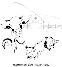 Farm animals silhouette images