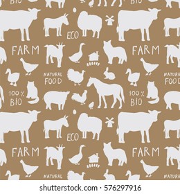 farm animals silhouette pattern