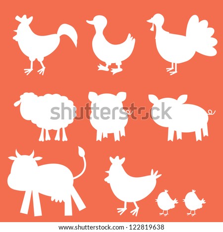 Farm Animals Silhouettes Collection Stock Vector (Royalty Free