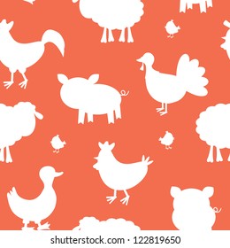 Farm animals silhouettes seamless pattern