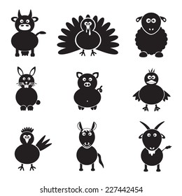 farm animals simple icons set eps10