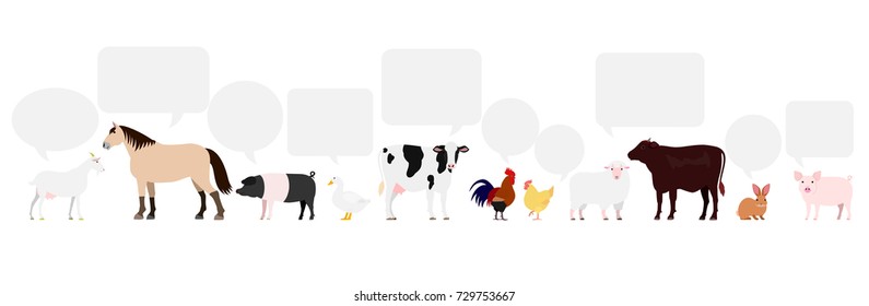 Farm animals with speech bubbles