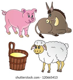 Farm animals theme collection - vector illustration.