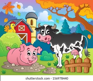 Farm animals theme image 2 - eps10 vector illustration.