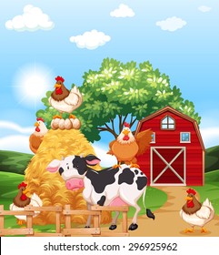 Farm Animals Together In The Farmhouse