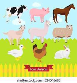 Farm Animals Vector Design Illustration