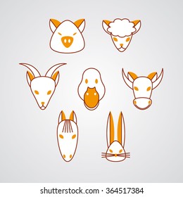 Farm animals - vector icon set