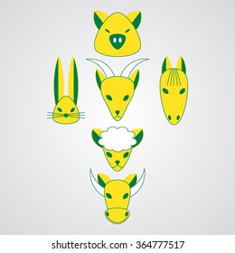 Farm animals - vector icon set
