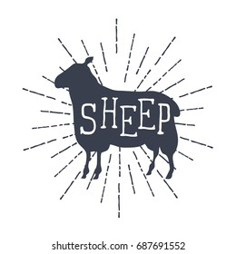 Farm animals, vector icons. silhouette of sheep. Vector illustration