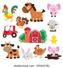 Farm Animals Vector Illustration Stock Vector (Royalty Free) 199441781 ...