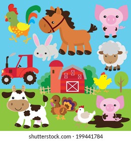 Farm animals vector illustration