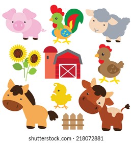 Farm Animals Vector Illustration Stock Vector (Royalty Free) 220504522