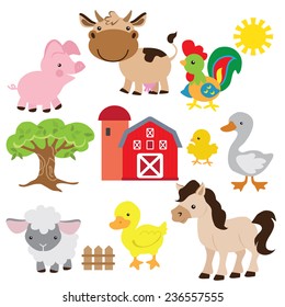 Farm Animals Vector Illustration Stock Vector (royalty Free) 220504522