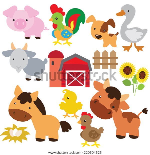 Farm Animals Vector Illustration Lagervektor (royaltyfri) 220504525