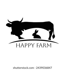 Ilustración de diseño de insignia de logotipo de pictograma de animales de granja