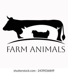 Farm animals vector pictogram logo label badge design illustration