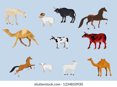 farm animals vector set