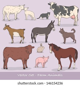 Farm Animals Vector Set