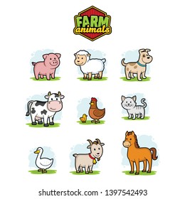 Farm Animals Vector set Drawing