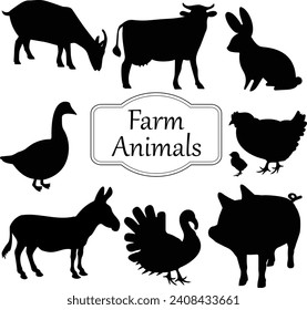 Farm animals vector set illustration