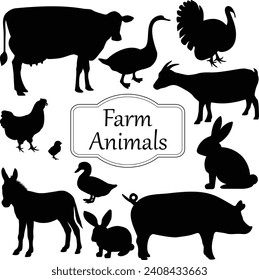 Farm animals vector set illustration