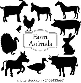 Farm animals vector set illustration