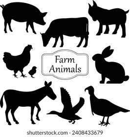 Farm animals vector set illustration