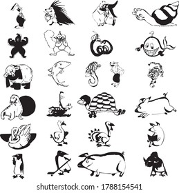 Farm animals vector set. Livestock.