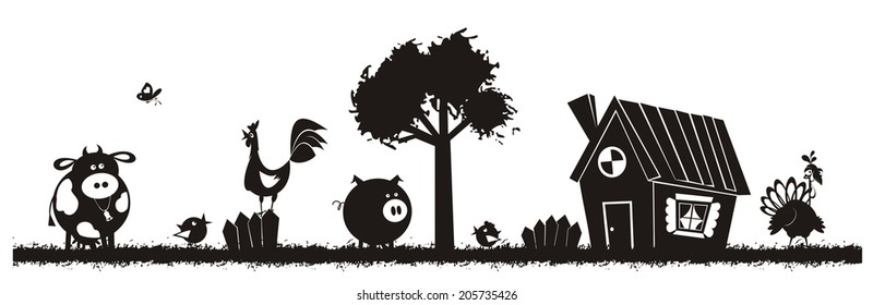 Farm animals - vector silhouette.