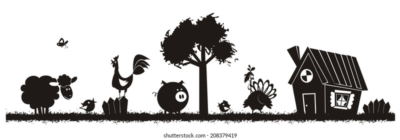 Farm animals - vector silhouette.