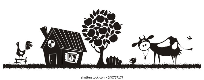 Farm animals - vector silhouette. 