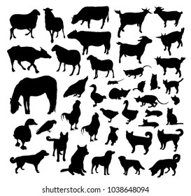 Farm animals vector silhouettes