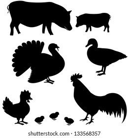 Farm animals vector silhouettes set 1