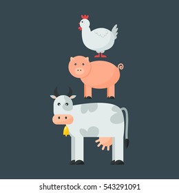 Farm animals vectot set.