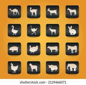 Websymbole für Nutztiere für Benutzerschnittstellen