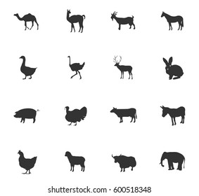 farm animals web icons for user interface design