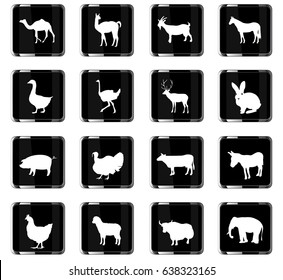 farm animals web icons for user interface design