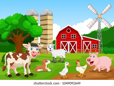 Farm background with animals 