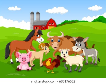 Farm background with animals 