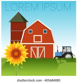 Farm banner with sunflower