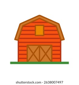 Farm barn with big door. Vector illustration