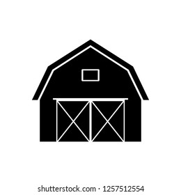 Farm barn black filled solid icon, logo on a white background