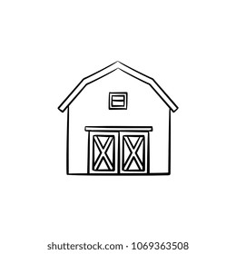 Farm barn hand drawn outline doodle icon. Storage house vector sketch illustration for print, web, mobile and infographics isolated on white background.