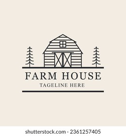 farm or barn house line art logo vector symbol design illustration